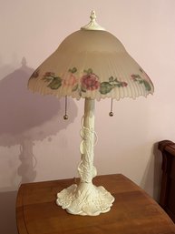 Victorian Style Lamp With Painted Glass Shade