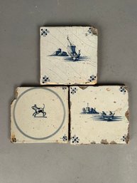 3 Antique Delft Tiles