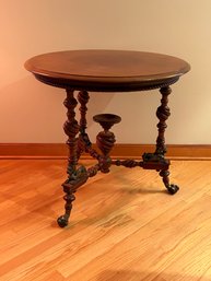 Antique Center Table With Brass Winged Griffin Supports