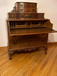Early 20th Century Butlers Desk With Floral Painted Panel