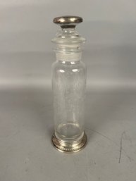 Sterling Silver And Etched Glass Decanter