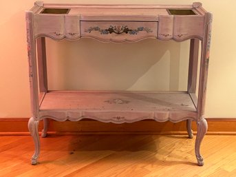 Plant Stand Side Table With Two Brass Inserts For Plants