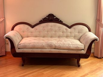 19 Century Victorian Walnut Sofa With Almost New Upholstery