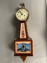 Seth Thomas Banjo Clock With American Flag