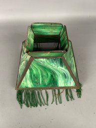 Antique Green Slag Glass Lampshade