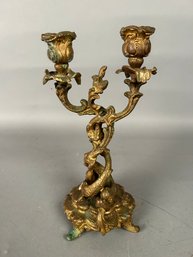 Vintage Brass Double Candlestick