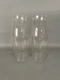 Pair Vintage Clear Glass Hurricanes