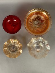 4 Pieces Carnival Glass