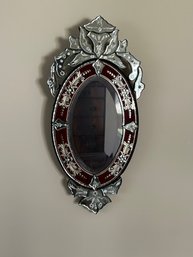 Venetian Glass Mirror With Cranberry Glass