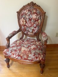 Nicely Upholstered Victorian Walnut Armchair
