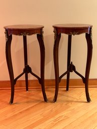 Pair Of Parquetry Inlaid Occasional Tables