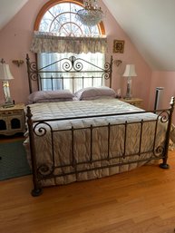King Size Bed With Iron Frame Painted Brass Color