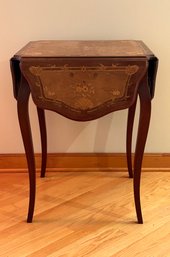 Marquetry Inlaid Occasional Table With Drop Leaves