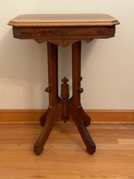 Victorian Walnut End Table With Carved Details