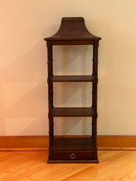 Contemporary Three Tiered Whatnot Shelf With Drawer
