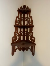 Small Victorian Three Tier Walnut Corner Shelf
