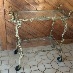 Brass Service Cart With Serpent Handles
