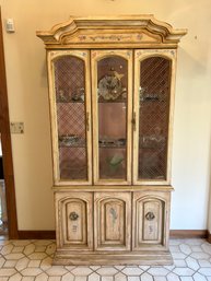 Paint Decorated French Country Style China Cabinet