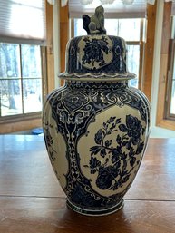 Blue And White Delft Style Urn With Lid Marked Boch