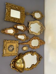 10 Gold Framed Items, Mostly Mirrors