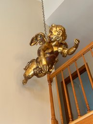 Large Cherub Statue Painted Gold