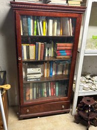 Glass Door Bookshelf With Three Adjustable Shelves