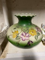 Large Size Victorian Paint Decorated Glass Shade