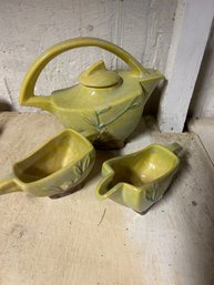 Roseville Tea Pot, Sugar And Creamer