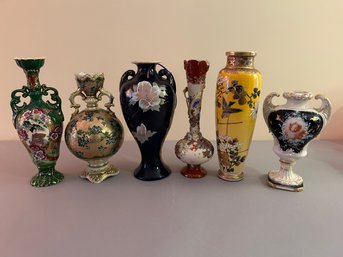 6 Porcelain Vases With Floral Decoration