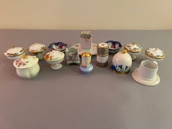14 Small Pieces Of Porcelain Including Covered Containers