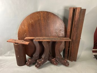 Oak Pedestal Table W Leaves