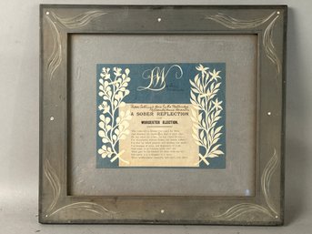 Antique Paper Cut Out With Poem Worcester Election.