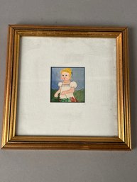 Miniature Goache Girl With Flowers