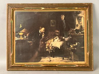 Antique Print Of Family In Sorrow