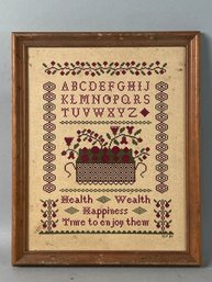 Alphabet Needle Point Health, Wealth, Happiness