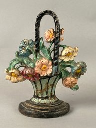Antique Cast-iron Doorstop Flower Basket