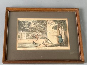 1816 Antique Engraving, Political Commentary With Skeleton
