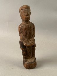 Antique Folk Art Wood Carved Statue