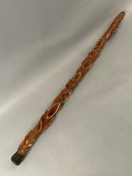 Antique Hand Carved Diamond Willow Cane