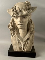 Plaster Bust Woman With Hat AUSTIN PROD
