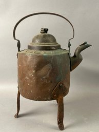 Antique Copper Teapot With Iron Feet