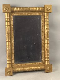Antique Beveled Glass Mirror Turned Columns, Rosette