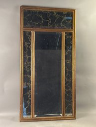 Large Bamboo Style Mirror With Bevel Glass Center