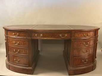 Mahogany Partners Desk With Leather Top