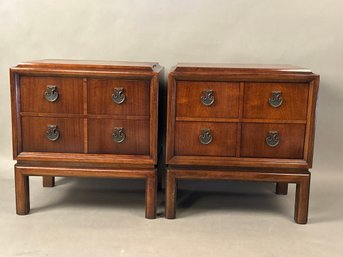 Pair Mid Century Walnut Nightstands
