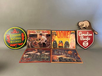 6 Reproduction Model Railroad Signs Lionel