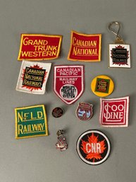 12 Train Railroad Patches Pins And Buttons