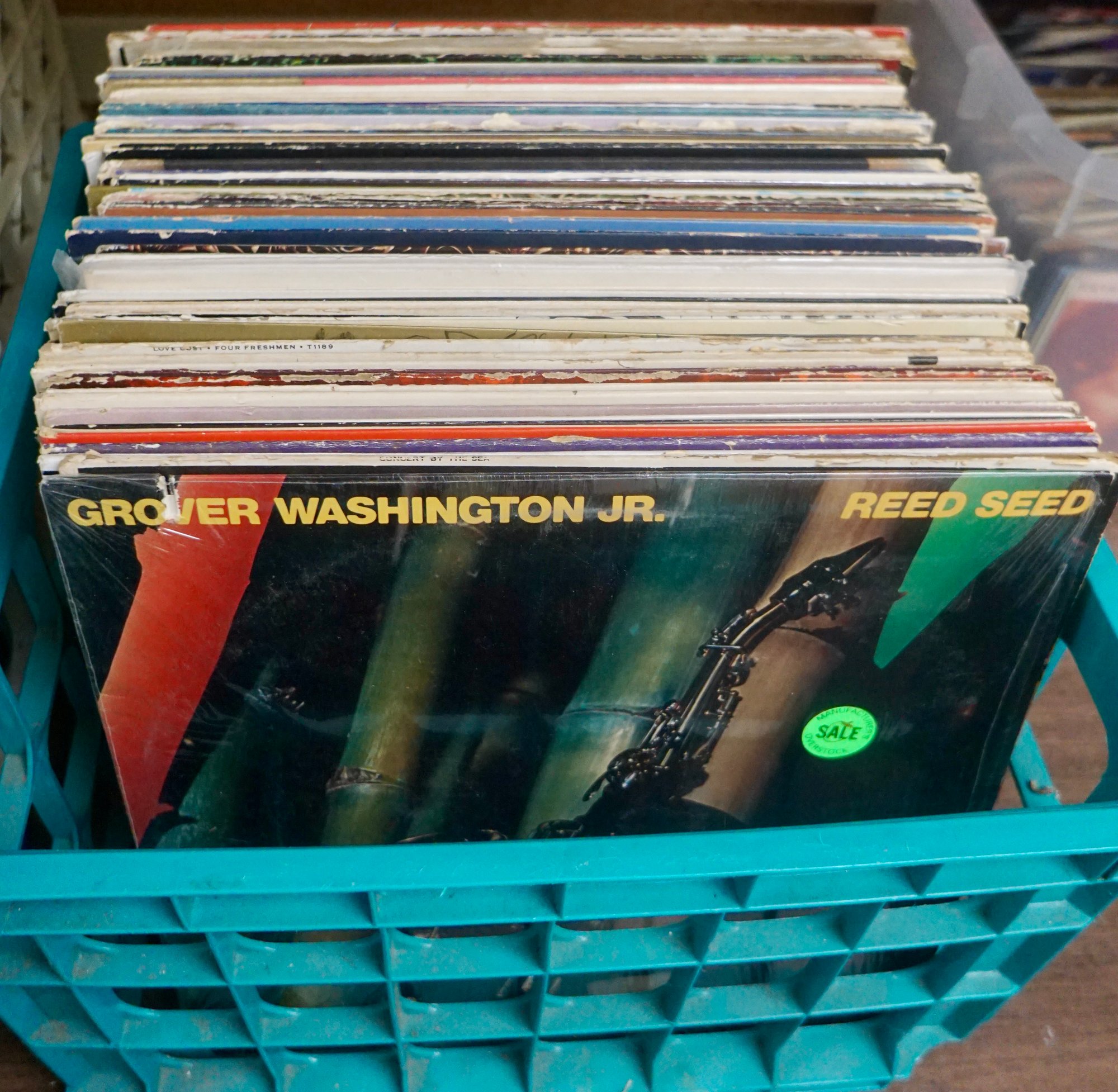 2- Crate Full Of Vinyl Records - Over 60 #1465350 | Auctionninja.com