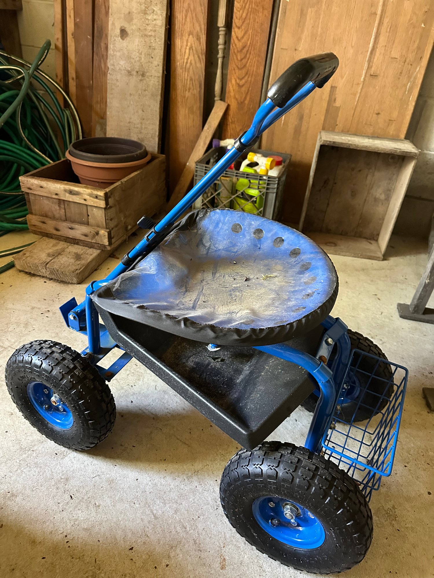 Kinbor Rolling Garden Cart With 360 Degree Swiveling Seat \u0026 Smooth Rolling  Wheels #1466014 | Auctionninja.com, image size:1500x2000