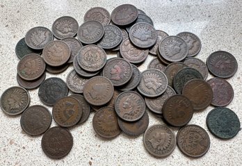 56 (Fifty Six) Indian Head One Cent Coins - 45